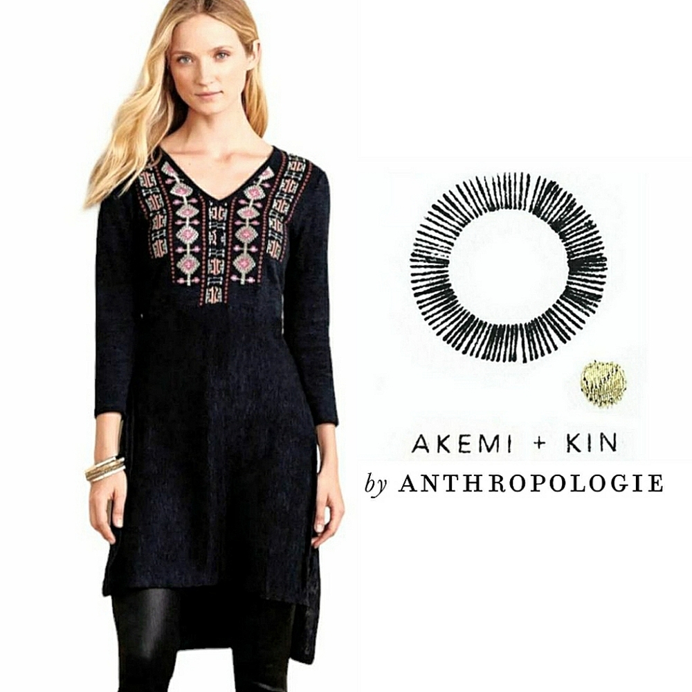 Anthropologie x Akemi + Kin | Savin Blue Woven Tunic | Small